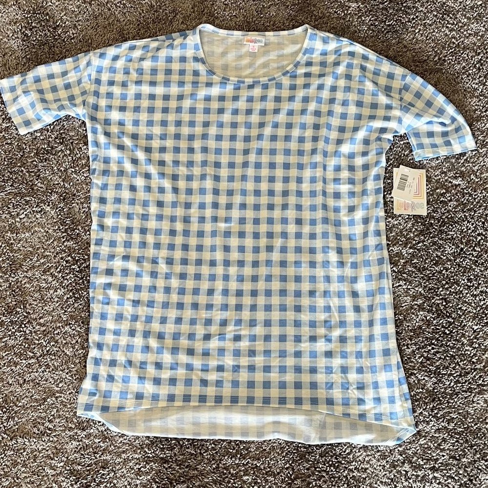 Blue and White Plaid LuLaRoe Irma